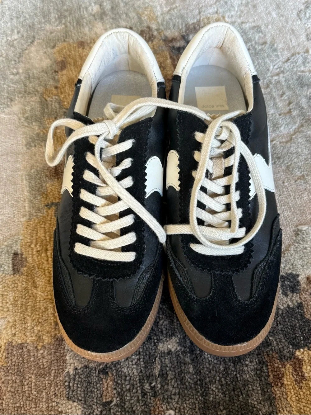 Dolce Vita Black and White Low-Top Sneakers with Gum Sole